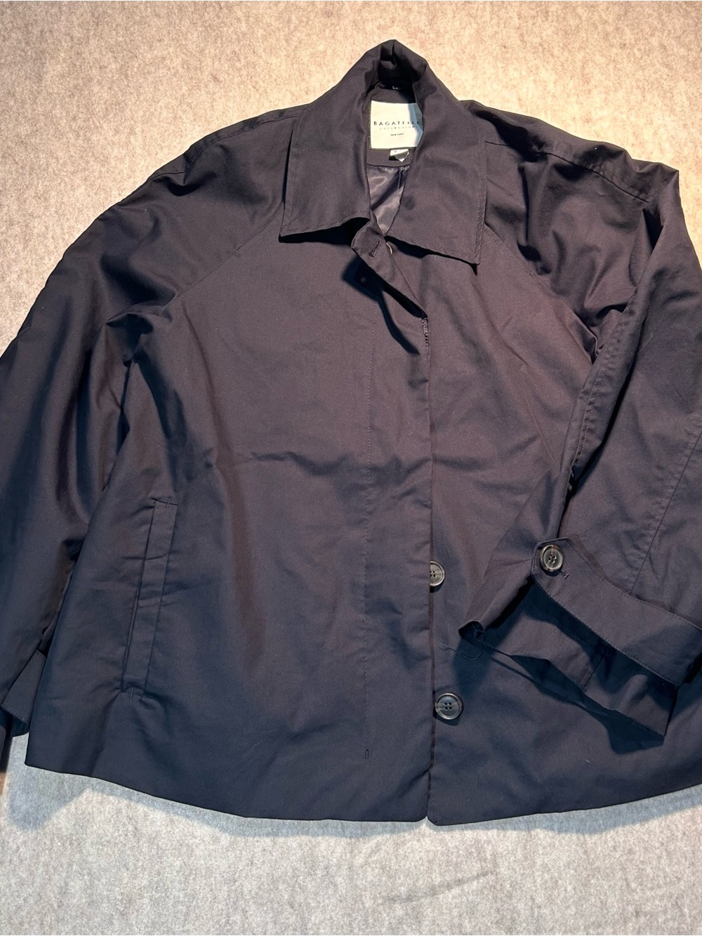 Bagatelle Navy Cropped A-Line Swing Trench Raincoat Nautical Coastal size XL